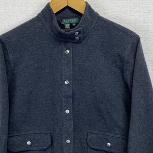 Lauren Ralph Lauren Charcoal Gray  Women's Large Jacket Snap Front Pockets